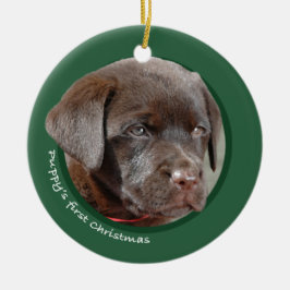 Eerste Kerstmis van Puppy (labrador Retriever) Keramisch Ornament