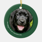 Eerste Kerstmis van Puppy (labrador Retriever) Keramisch Ornament (Voorkant)