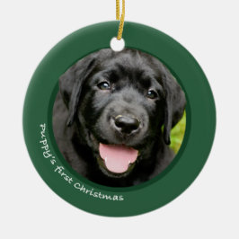 Eerste Kerstmis van Puppy (labrador Retriever) Keramisch Ornament