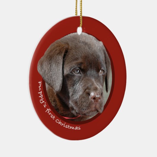 Eerste Kerstmis van Puppy (labrador Retriever) Keramisch Ornament (Rechts)
