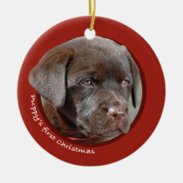 Eerste Kerstmis van Puppy (labrador Retriever) Keramisch Ornament