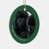 Eerste Kerstmis van Puppy (Newfoundland) Keramisch Ornament (Rechts)