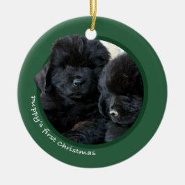 Eerste Kerstmis van Puppy (Newfoundland) Keramisch Ornament