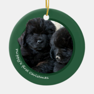 Eerste Kerstmis van Puppy (Newfoundland) Keramisch Ornament