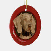 Eerste Kerstmis van Puppy (Weimaraner) Keramisch Ornament (Rechts)