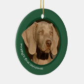 Eerste Kerstmis van Puppy (Weimaraner) Keramisch Ornament (Rechts)