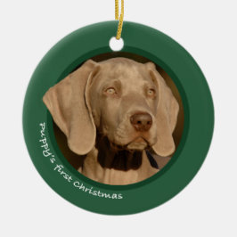 Eerste Kerstmis van Puppy (Weimaraner) Keramisch Ornament