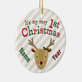 Eerste Kerstmis van Roodrendierbaby Keramisch Ornament (Rechts)