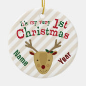 Eerste Kerstmis van Roodrendierbaby Keramisch Ornament (Voorkant)