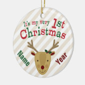 Eerste Kerstmis van Roodrendierbaby Keramisch Ornament (Links)