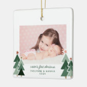 Eerste Kerstmis van zuster Rustic Trees 2 Foto's Keramisch Ornament (Links)