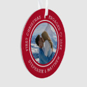 Eerste Kerstmis verloofd 2 foto rood Ornament (voorkant)
