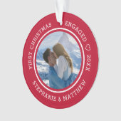 Eerste Kerstmis verloofd 2 foto rood Ornament (voorkant)