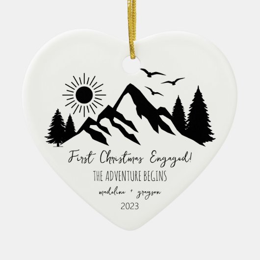 Eerste Kerstmis verloofd avontuur Keramisch Ornament (Voorkant)