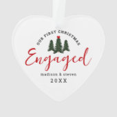Eerste Kerstmis verloofd Evergreen Trees Heart Ornament (achterkant)