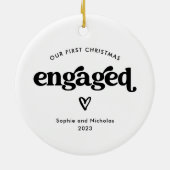 Eerste Kerstmis verloofd zwart-wit met hart Keramisch Ornament (Achterkant)