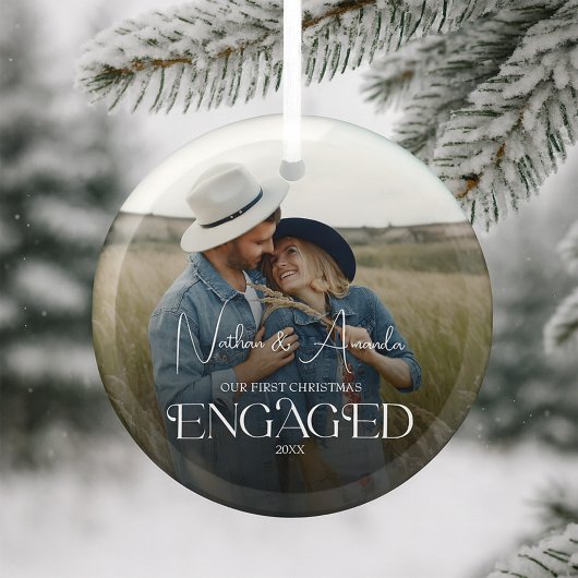 Eerste Kerstmis verloofde aandenken Glas Ornament