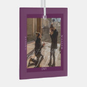 Eerste Kerstmis verloofde foto pruim Glas Ornament (Voorkant Rechts)