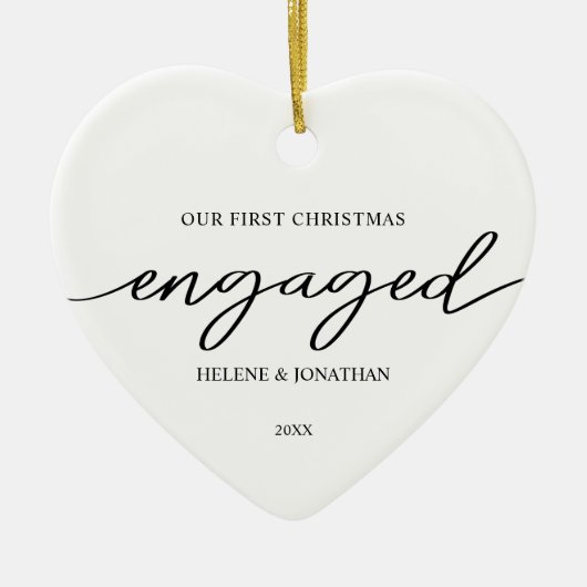 Eerste Kerstmis verloofde minimale elegante vakant Keramisch Ornament (Voorkant)