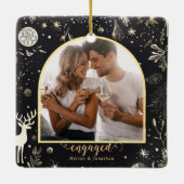 Eerste Kerstmis verloofde paar foto vakantie Keramisch Ornament (Achterkant)