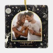Eerste Kerstmis verloofde paar foto vakantie Keramisch Ornament (Voorkant)