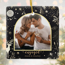 Eerste Kerstmis verloofde paar foto vakantie Keramisch Ornament