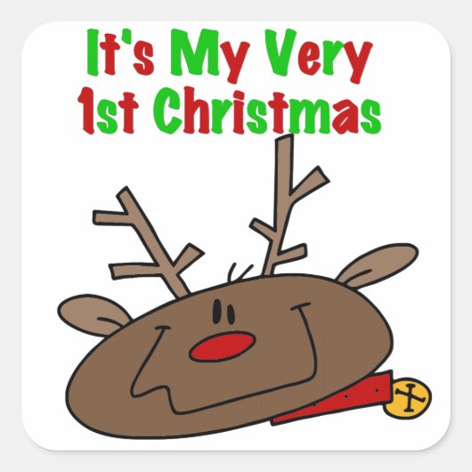 Eerste Kerstmis Vierkante Sticker (Voorkant)