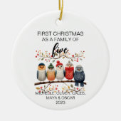Eerste Kerstmis Vogel Familie van Vijf Keramisch Ornament (Voorkant)