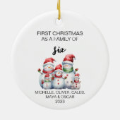 Eerste Kerstmis Vogel Familie van Zes Keramisch Ornament (Achterkant)