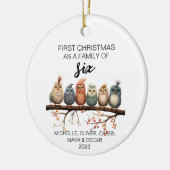 Eerste Kerstmis Vogelgezin van Zes Keramisch Ornament (Links)