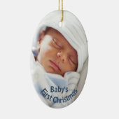 Eerste Kerstmis voor baby | Baby Boy Blue Keramisch Ornament (Rechts)
