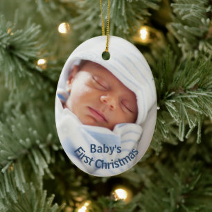 Eerste Kerstmis voor baby Baby Boy Blue Keramisch Ornament