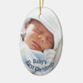 Eerste Kerstmis voor baby | Baby Boy Blue Keramisch Ornament (Links)
