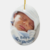 Eerste Kerstmis voor baby | Baby Boy Blue Keramisch Ornament (Voorkant)