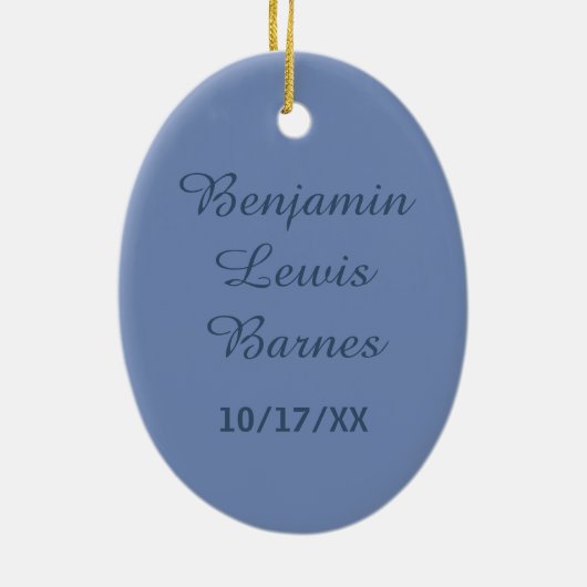 Eerste Kerstmis voor baby | Baby Boy Blue Keramisch Ornament (Achterkant)