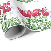 Eerste Kerstmis voor baby Cadeaupapier (Rol Hoek)