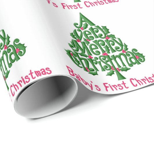 Eerste Kerstmis voor baby Cadeaupapier (Rol Hoek)