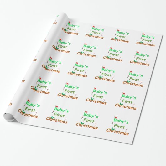 Eerste Kerstmis voor baby Cadeaupapier (Uitgerold)