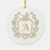 Eerste Kerstmis voor baby | Crest Monogram Keramisch Ornament (Voorkant)