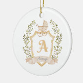 Eerste Kerstmis voor baby | Crest Monogram Keramisch Ornament (Links)
