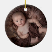 Eerste Kerstmis voor baby | Crest Monogram Keramisch Ornament (Achterkant)