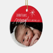 Eerste Kerstmis voor baby| Festive Baby Foto Keramisch Ornament (Rechts)