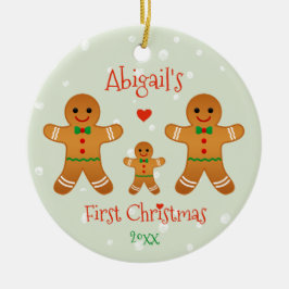 Eerste Kerstmis voor baby - Gingerbrood Mannen Keramisch Ornament