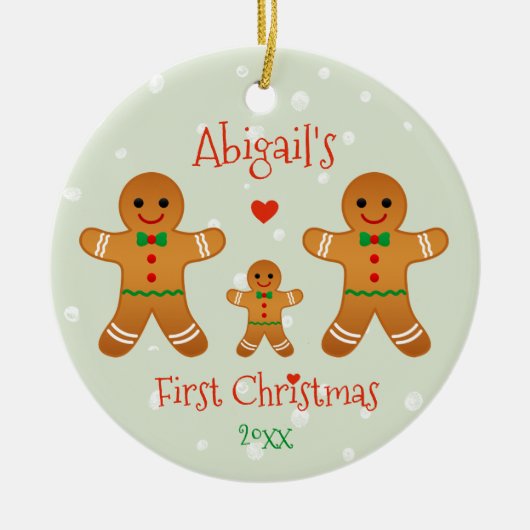 Eerste Kerstmis voor baby - Gingerbrood Mannen Keramisch Ornament (Voorkant)