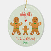 Eerste Kerstmis voor baby - Gingerbrood Mannen Keramisch Ornament (Links)