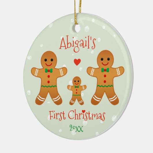 Eerste Kerstmis voor baby - Gingerbrood Mannen Keramisch Ornament (Links)
