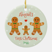 Eerste Kerstmis voor baby - Gingerbrood Mannen Keramisch Ornament (Achterkant)