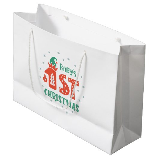 Eerste Kerstmis voor baby Groot Cadeauzakje (Voorkant Gekanteld)