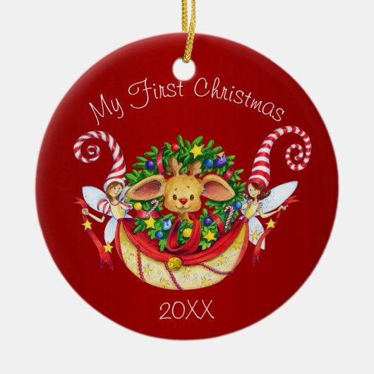 Eerste Kerstmis voor baby Keramisch Ornament (Voorkant)