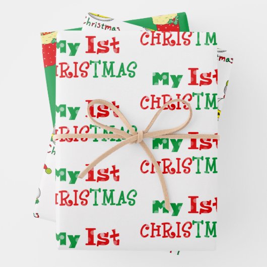 Eerste Kerstmis voor baby, kerstmis, baby sneeuwma Inpakpapier Vel (In situ)